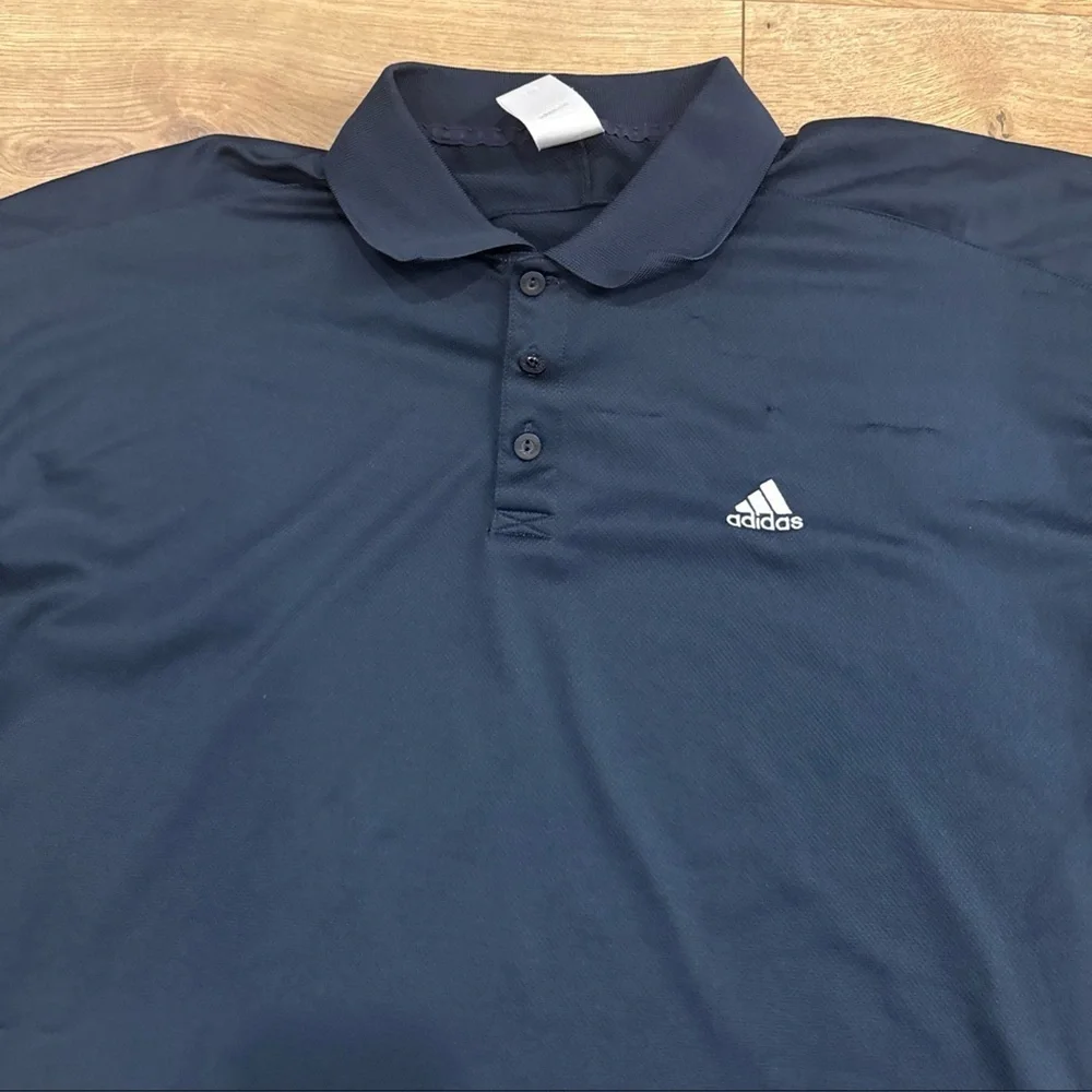 Adidas Men XL Club 3 Stripes Tennis Polo Dark Navy White Golf Short Sleeve